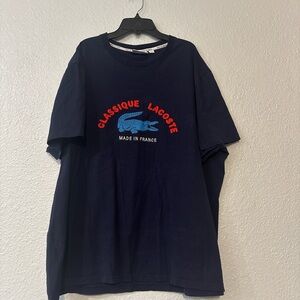 Lacoste Classique Navy Tee with Red Accents
